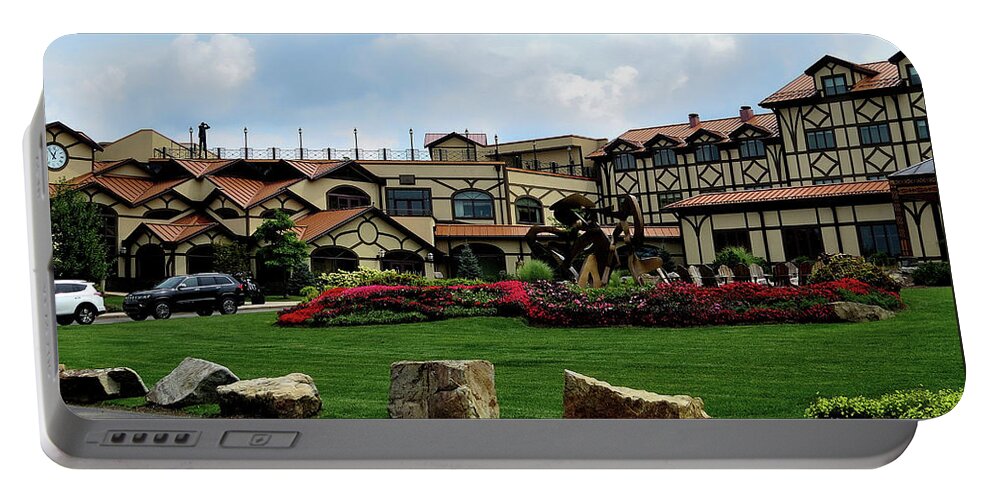 Hunting Lodge Portable Battery Charger featuring the photograph The Lodge at Nemacolin Woodlands Resort in Pennsylvania by Linda Stern
