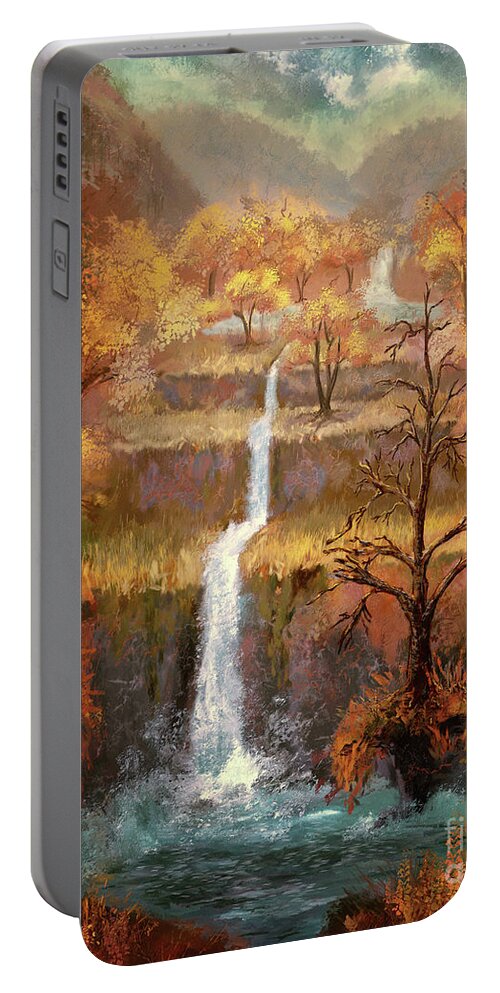 Waterfall Portable Battery Charger featuring the digital art The Lost Waterfall by Lois Bryan