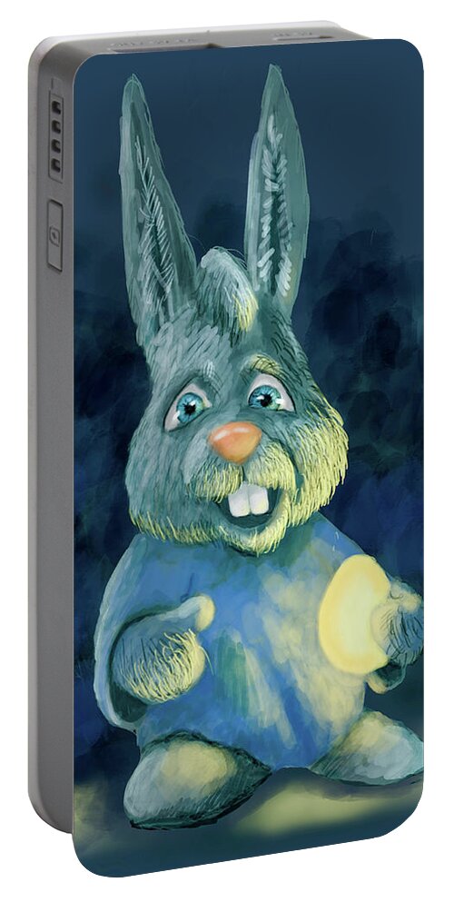 Bunny Portable Battery Charger featuring the digital art The Luminous Egg by Larry Whitler