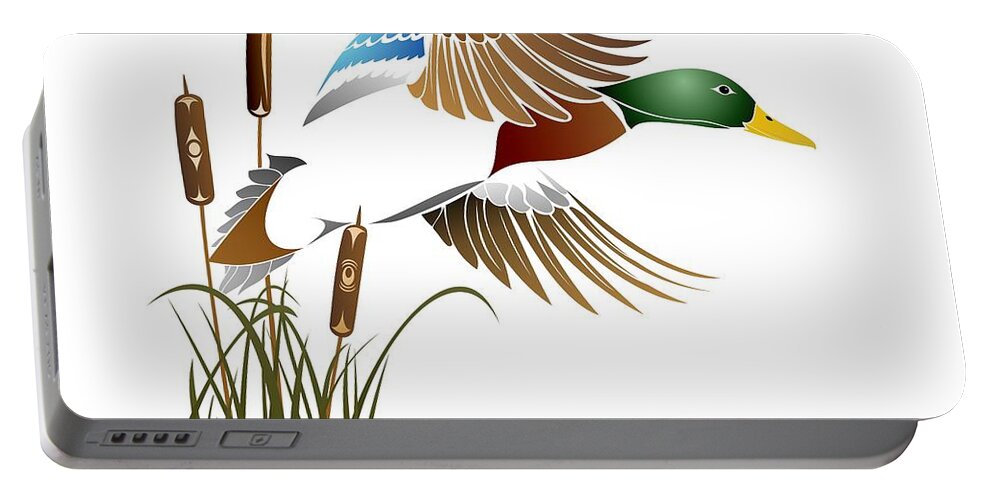  Portable Battery Charger featuring the digital art The Mallard by Bryan Smith