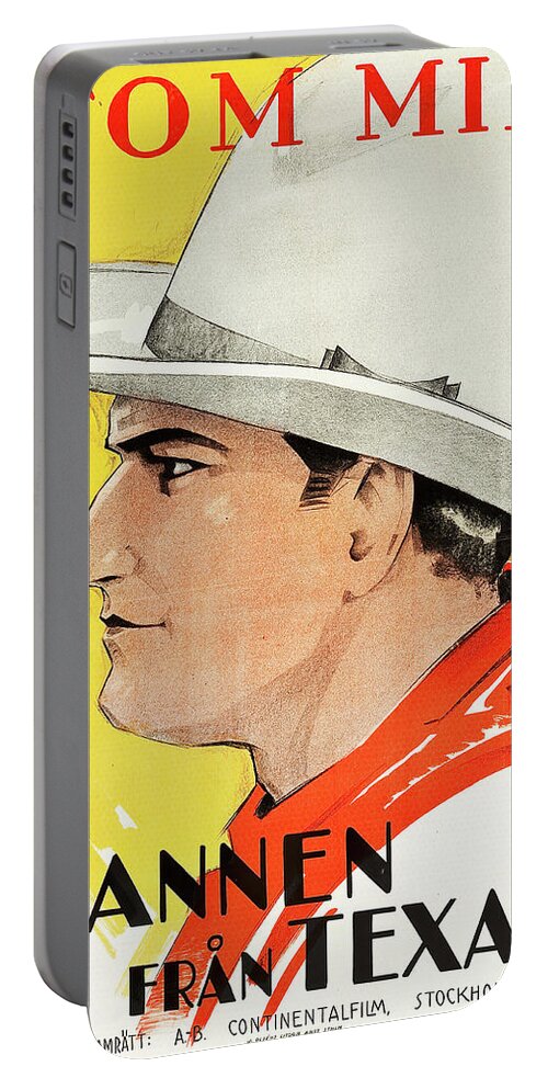 Rohman Portable Battery Charger featuring the mixed media ''The Man From Texas'', 1915 - art by Eric Rohman by Movie World Posters