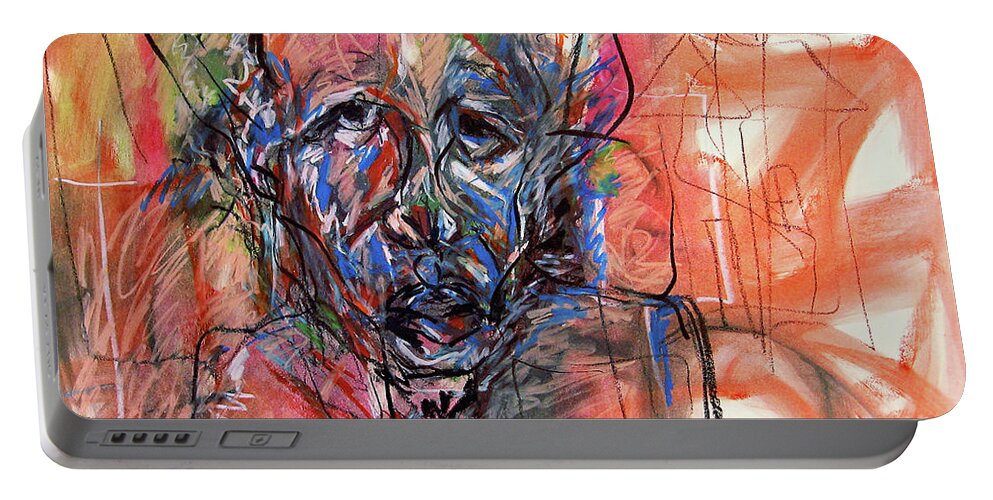 African Art Portable Battery Charger featuring the painting The Man I See by Winston Saoli 1950-1995