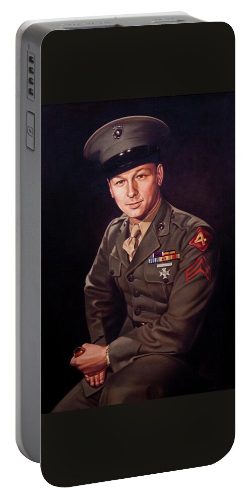 Usmc Portable Battery Charger featuring the painting The Marine by David Arrigoni