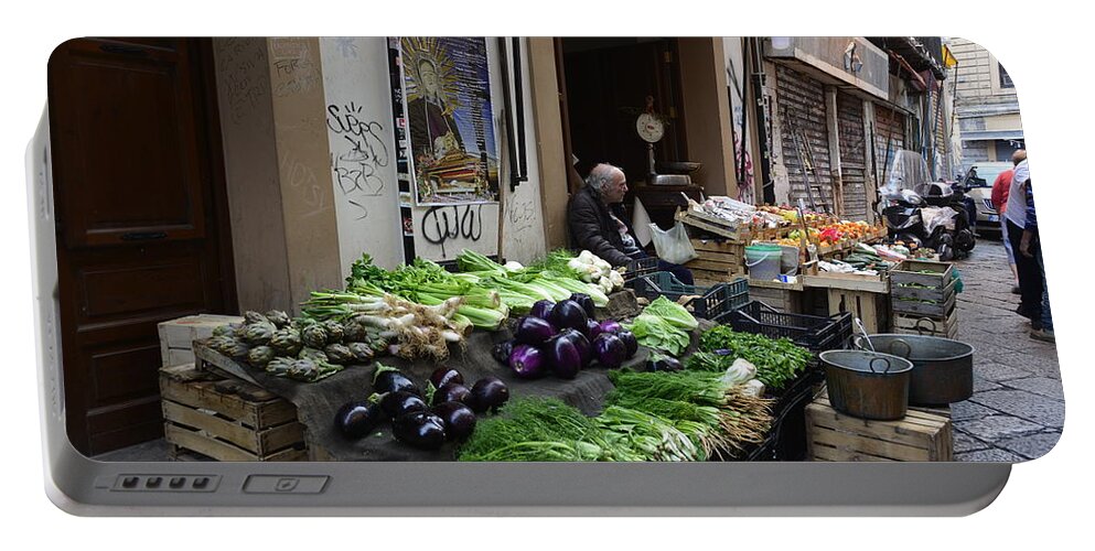Market Portable Battery Charger featuring the photograph The Market in Palermo, Sicily by Regina Muscarella