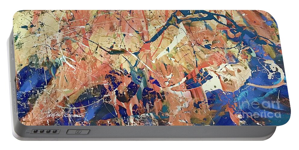 Abstract Portable Battery Charger featuring the painting The melody of space 2 by Monica Elena