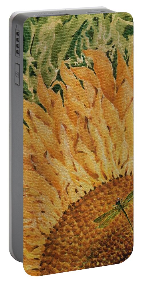 Sunflower Portable Battery Charger featuring the painting The messenger by Milly Tseng