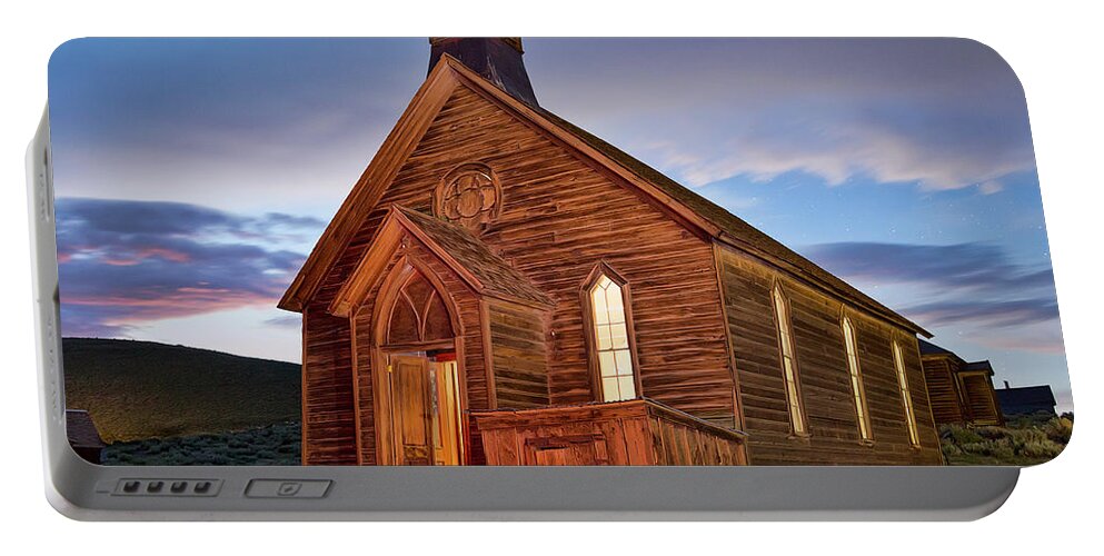 Bodie Portable Battery Charger featuring the photograph The Methodist Church in Bodie by Cheryl Strahl