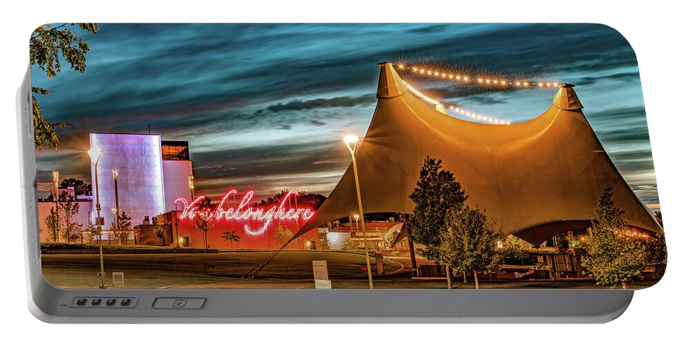 Bentonville Momentary Portable Battery Charger featuring the photograph The Momentary Contemporary Art Museum At Dusk - Bentonville Arkansas by Gregory Ballos