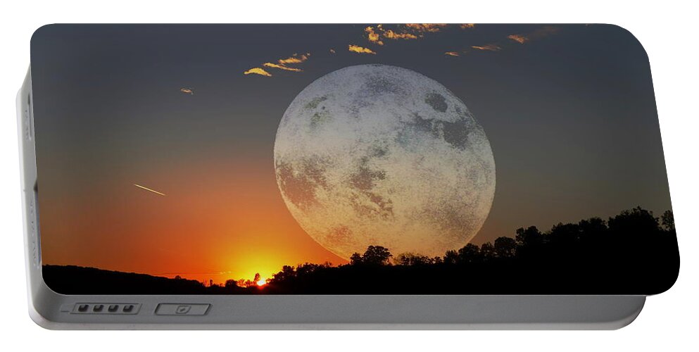Moon Portable Battery Charger featuring the photograph The Moon Takes Its Turn by Tami Quigley