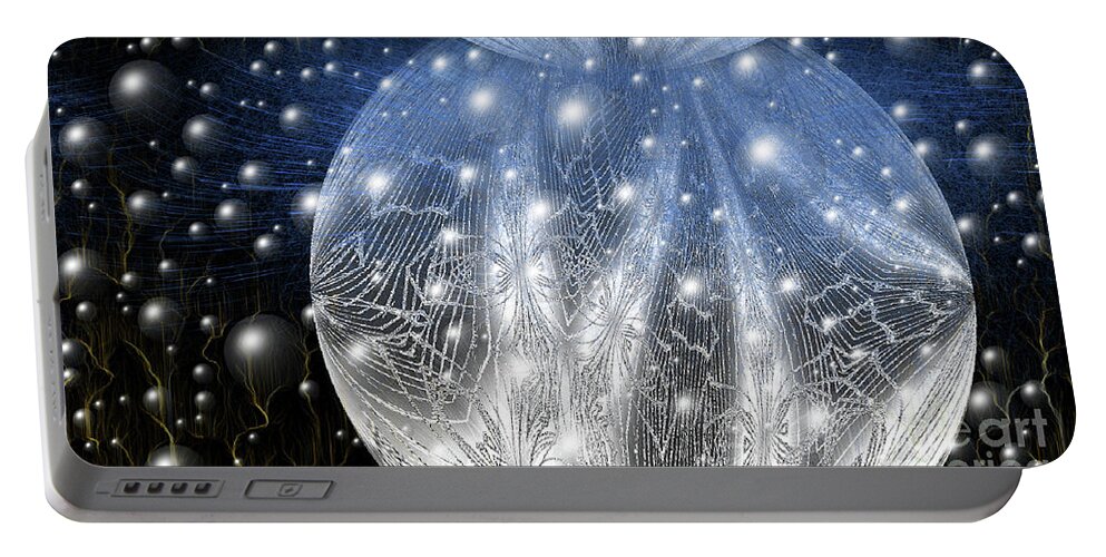 Space Portable Battery Charger featuring the digital art The Moons by Lorna Moone