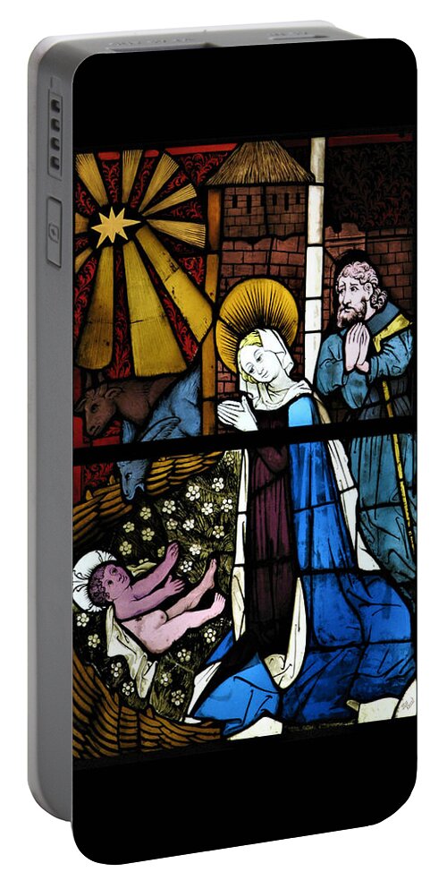 Christmas Portable Battery Charger featuring the digital art The Nativity by Bill Ressl