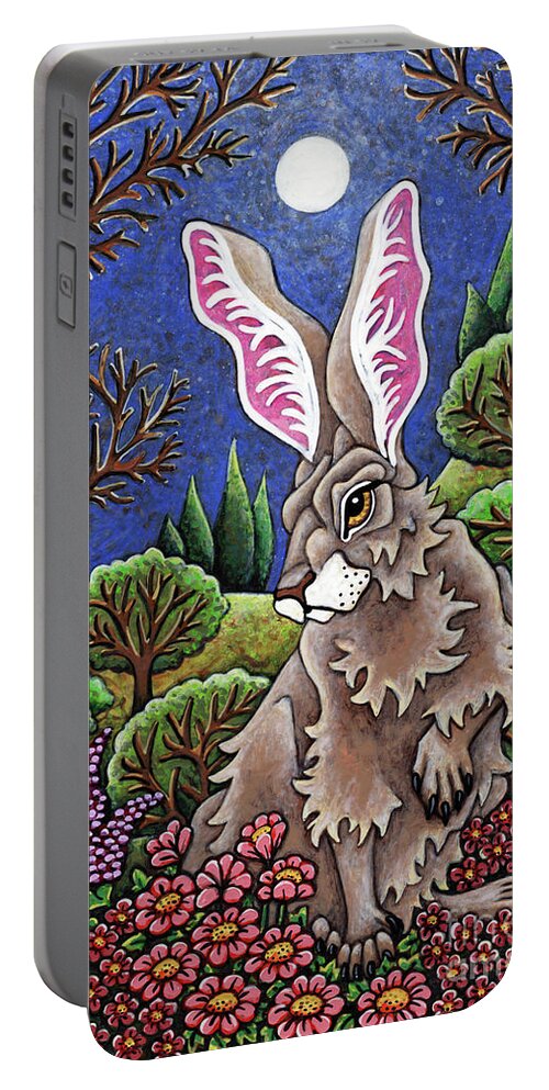 Hare Portable Battery Charger featuring the painting The Night Watchman by Amy E Fraser