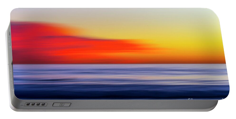 Abstract Portable Battery Charger featuring the photograph The Ocean in Motion at Sunset by Rich Cruse