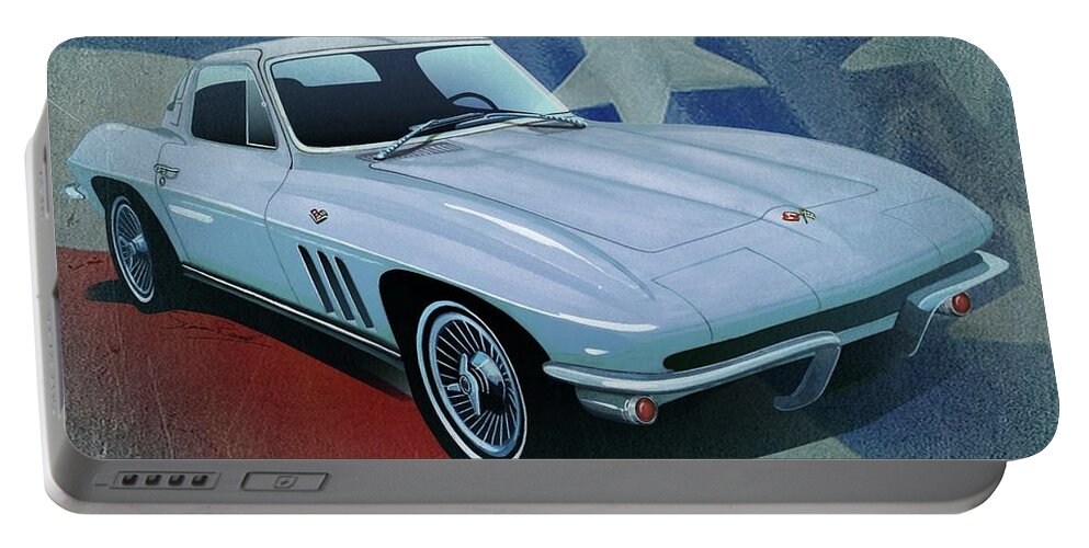 Art Portable Battery Charger featuring the mixed media The Original Stingray 1963 by Simon Read