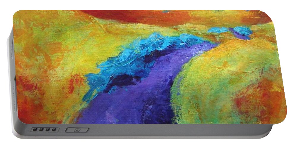 Abstract Landscapes Portable Battery Charger featuring the painting The Path Continues by Valerie Greene