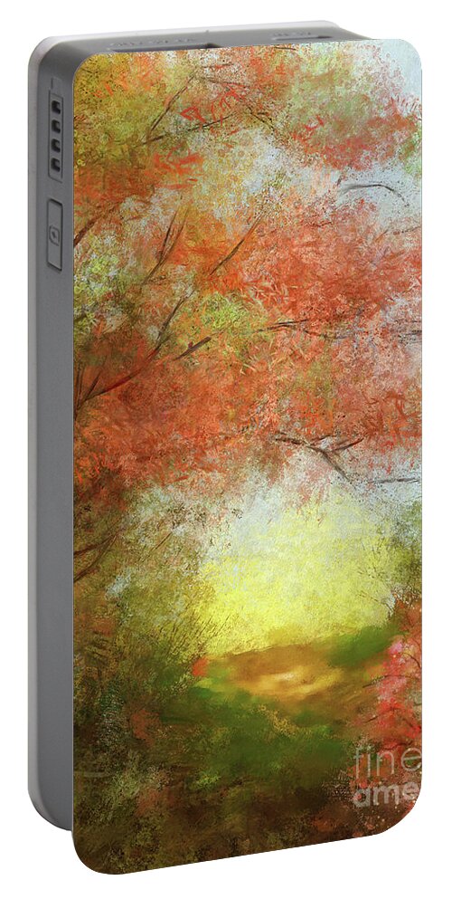 Spring Portable Battery Charger featuring the digital art The Path To The Lake by Lois Bryan