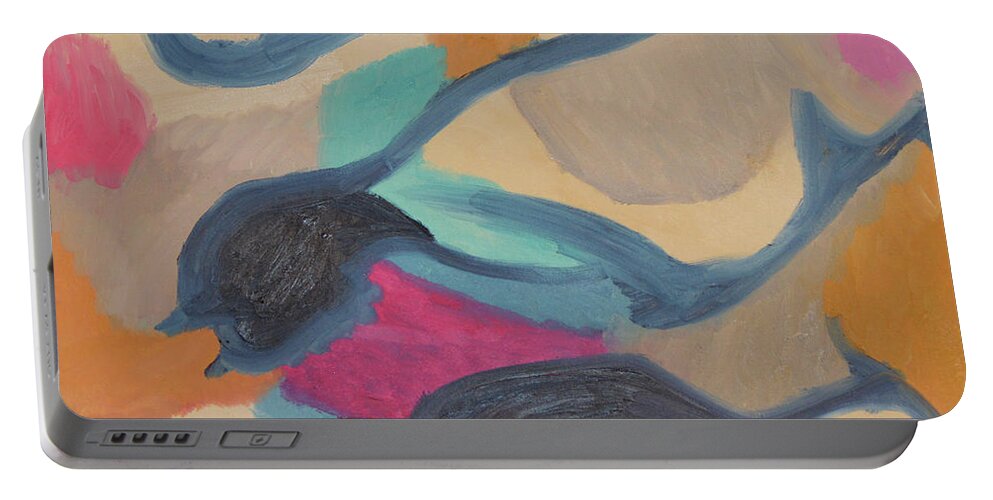 Blue Portable Battery Charger featuring the painting The Pebble Path by Anita Hummel