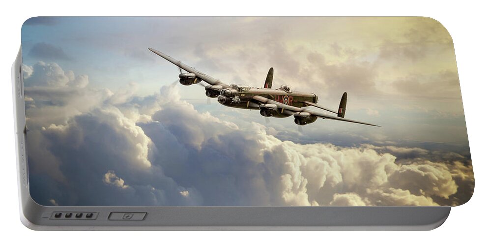 Avro Lancaster Bomber Portable Battery Charger featuring the digital art The Phantom - Lancaster Bomber by Airpower Art