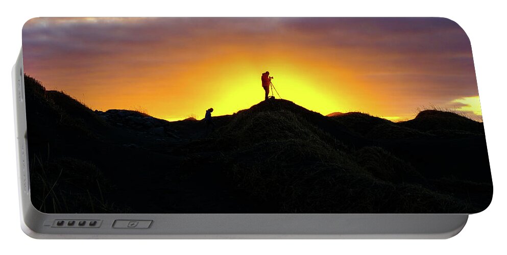 Sunset Portable Battery Charger featuring the photograph Finding The Light - Ring Road, Iceland by Earth And Spirit