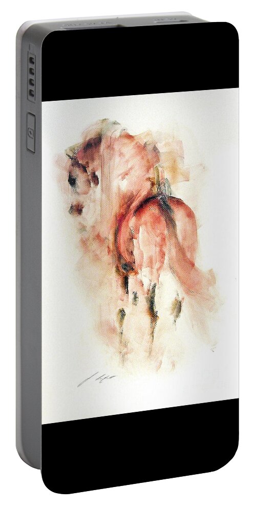 Equestrian Painting Portable Battery Charger featuring the painting The Pink Horse by Janette Lockett