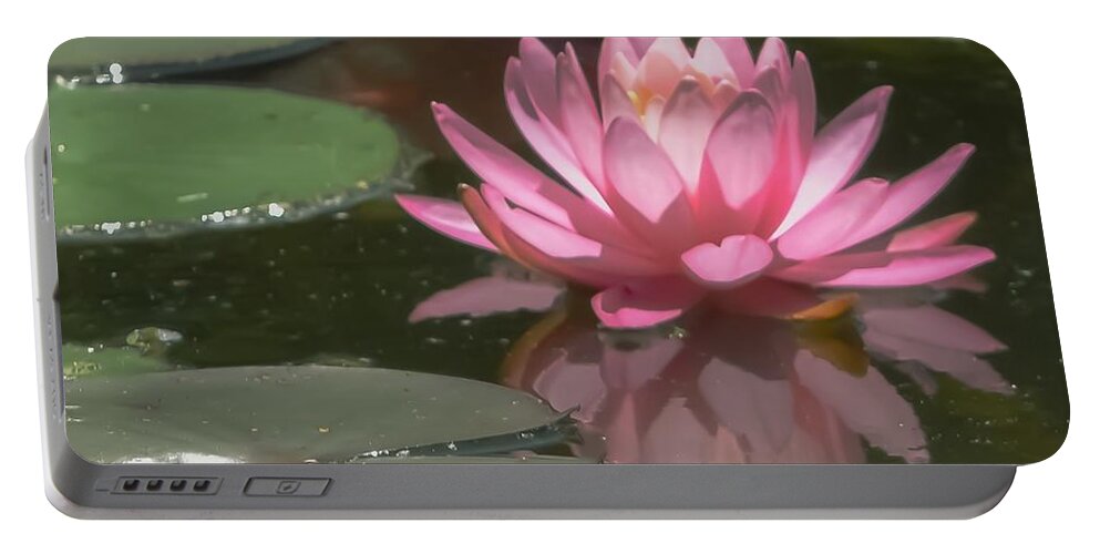 Purity Portable Battery Charger featuring the photograph The Pink Lotus by Christina McGoran
