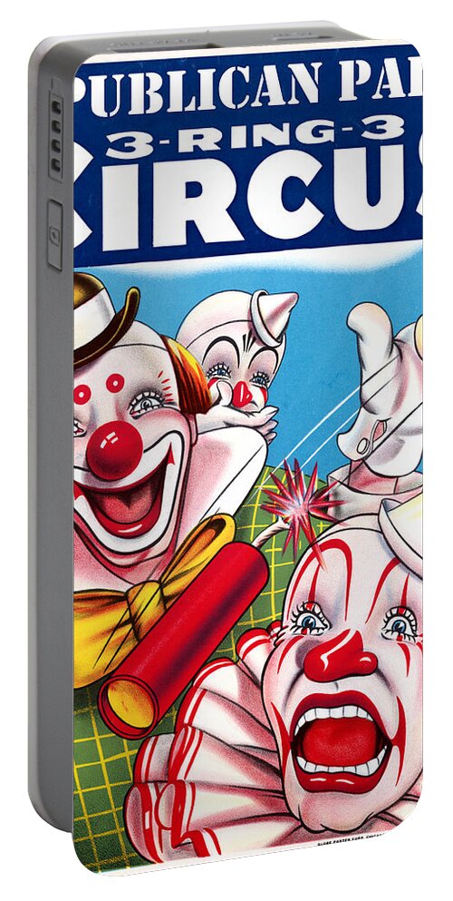 Richard Reeve Portable Battery Charger featuring the mixed media The Political Circus by Richard Reeve