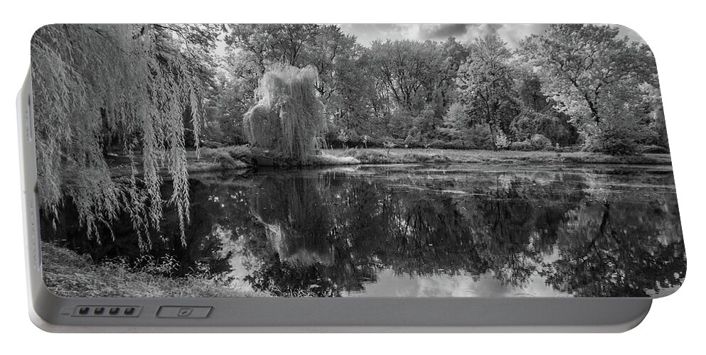 Trees Portable Battery Charger featuring the photograph The Pond at Meisel Avenue Park by Alan Goldberg