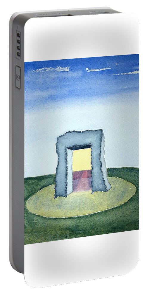 Watercolor Portable Battery Charger featuring the painting The Portal by John Klobucher