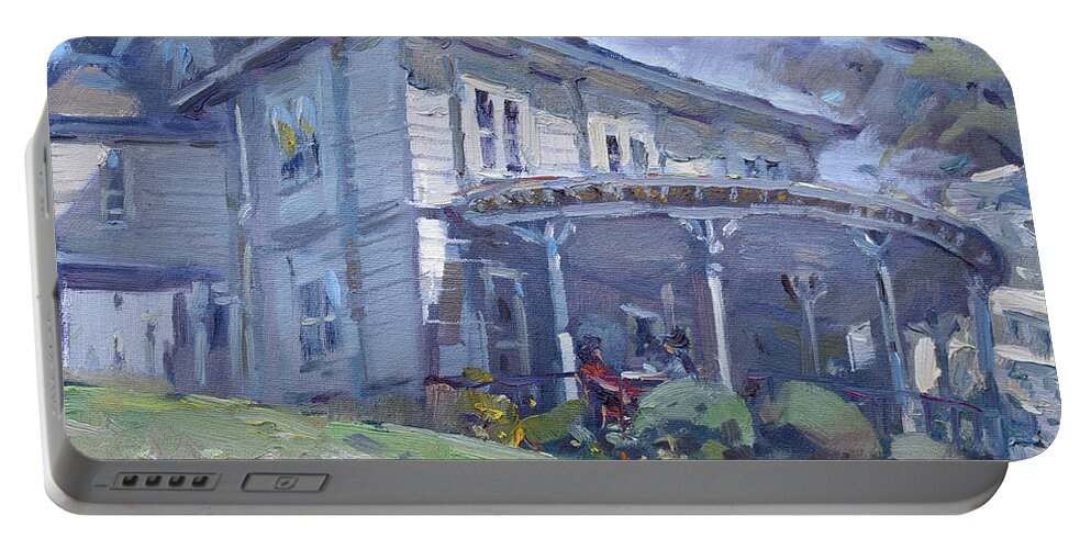Historic House Portable Battery Charger featuring the painting The Porter Mansion 2020 by Ylli Haruni