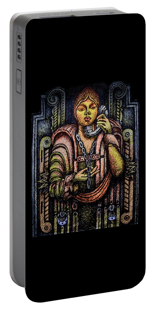 Princess Portable Battery Charger featuring the drawing The Princess Phone by Larry Butterworth