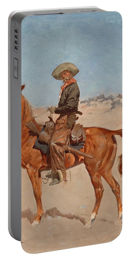 Frederic Remington Portable Battery Charger featuring the painting The Puncher by Frederic Remington