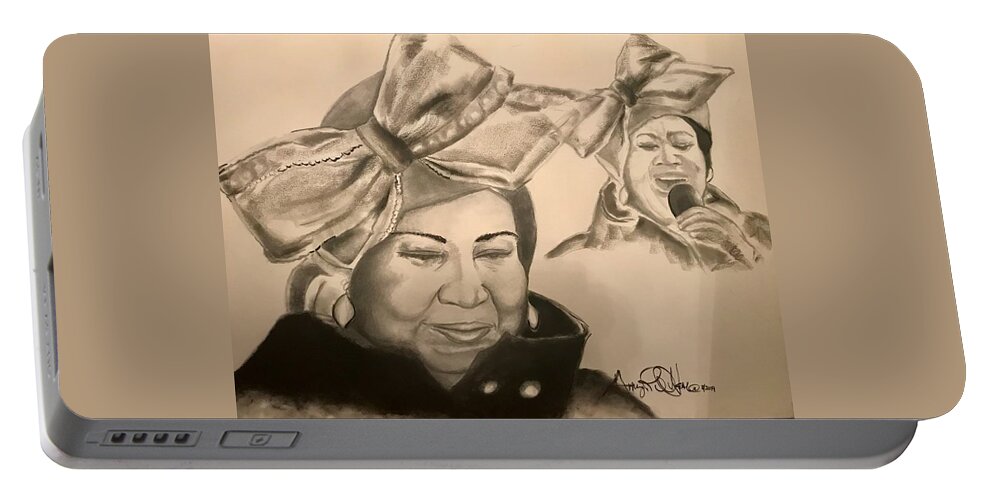  Portable Battery Charger featuring the drawing The Queen by Angie ONeal