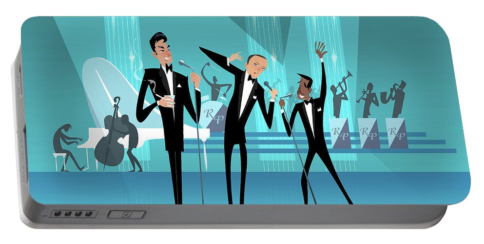 Legends Portable Battery Charger featuring the digital art The Rat Pack by Alan Bodner