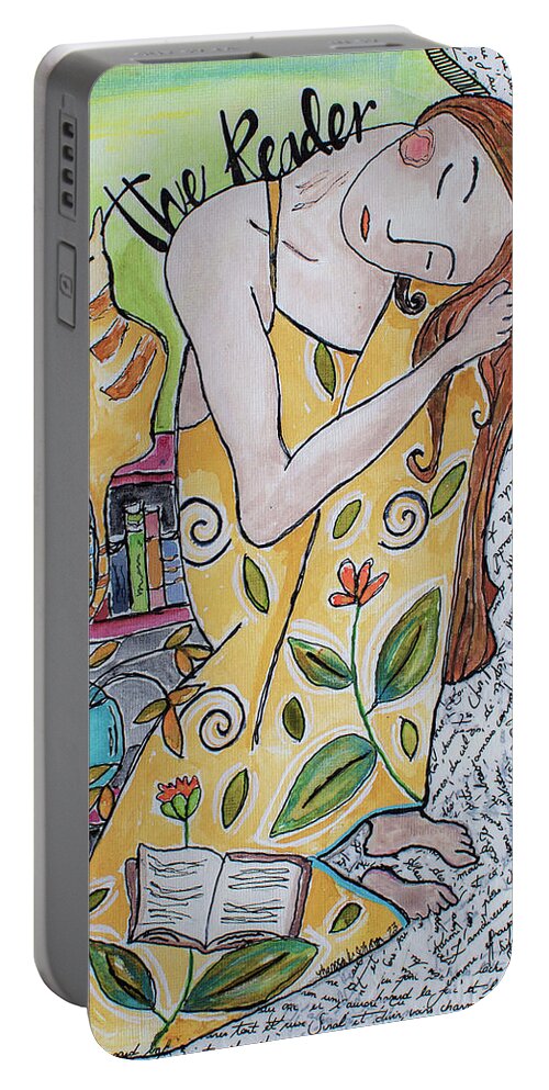 The Reader Portable Battery Charger featuring the painting The Reader by Theresa Marie Johnson