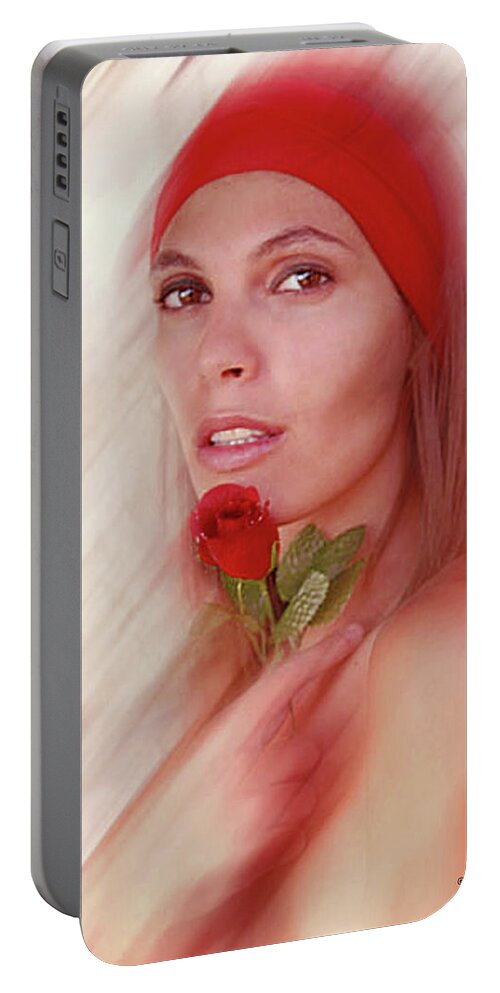 Portraits Portable Battery Charger featuring the photograph The Red Rose by Marc Nader