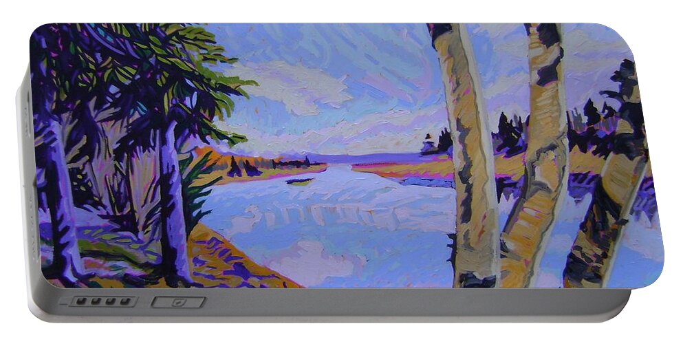The River Of My Acadian Ancestors Portable Battery Charger featuring the painting The River of my Acadian Ancestors by Therese Legere