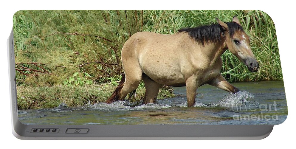Salt River Wild Horse Portable Battery Charger featuring the digital art The River Walk by Tammy Keyes
