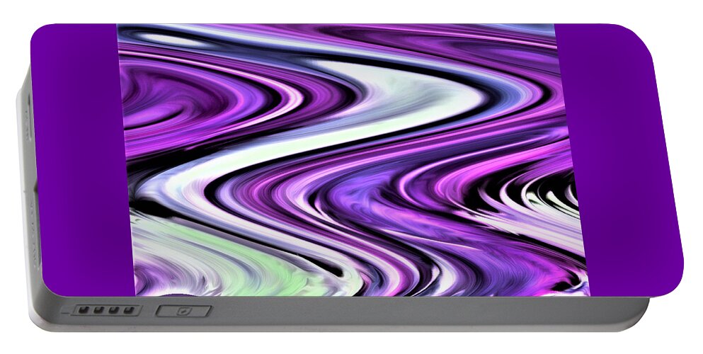 Abstract Portable Battery Charger featuring the digital art The River's Bend - Abstract by Ronald Mills