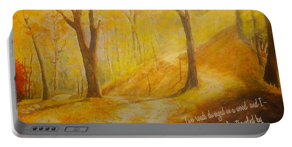 New England Portable Battery Charger featuring the painting The Road Less Taken by ML McCormick
