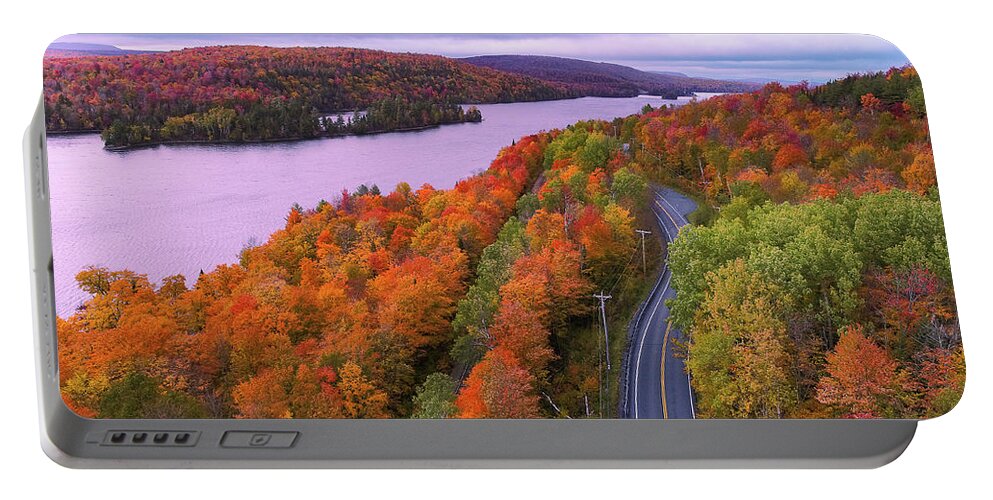 Vermont Portable Battery Charger featuring the photograph The Road to Norton Pond - October 2018 by John Rowe