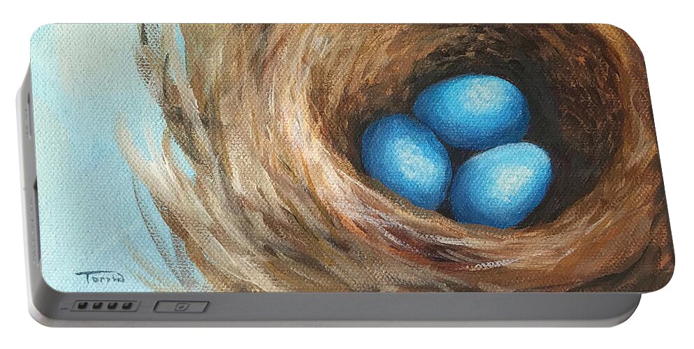 Robin Portable Battery Charger featuring the painting The Robin's Nest V by Torrie Smiley