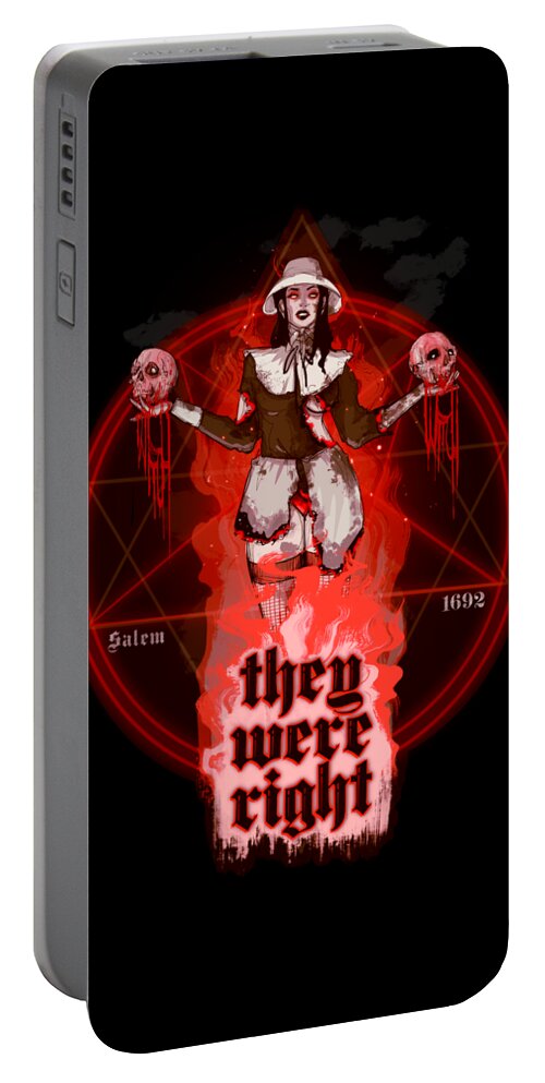 Witch Portable Battery Charger featuring the drawing The Salem Witch by Ludwig Van Bacon