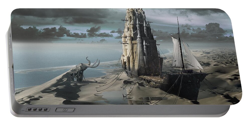 Sandcastle View Horizon Cold Sand Castle Building Us Religious Medieval Castles Portable Battery Charger featuring the digital art The Sand Castle by George Grie