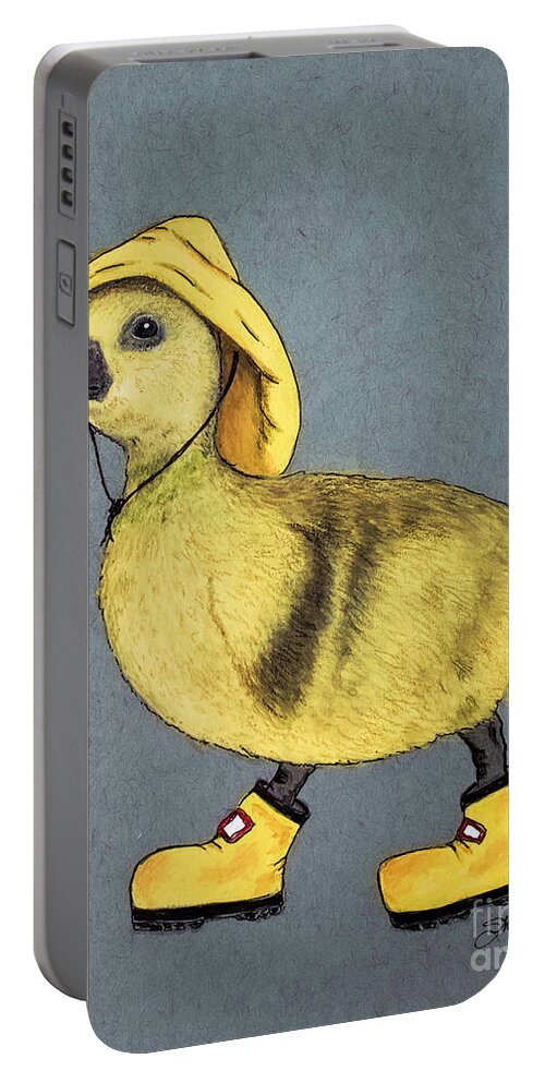 Duckling Portable Battery Charger featuring the mixed media The Seaman by Shirley Dutchkowski