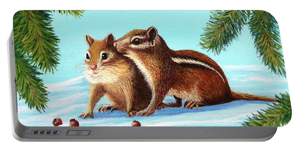 Holiday Portable Battery Charger featuring the painting The Secret of Christmas... by Sarah Irland