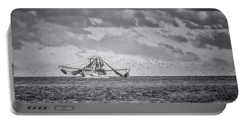 Shrimp Boat Portable Battery Charger featuring the photograph The Shrimp Boat Blackbeard Heaing Home by Bob Decker