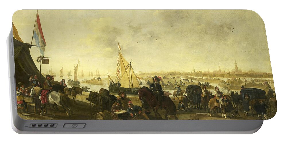 Hendrick De Meijer Portable Battery Charger featuring the painting The Siege and Capture of the City of Hulst from the Spaniards, November 5, 1645 by Hendrick de Meijer