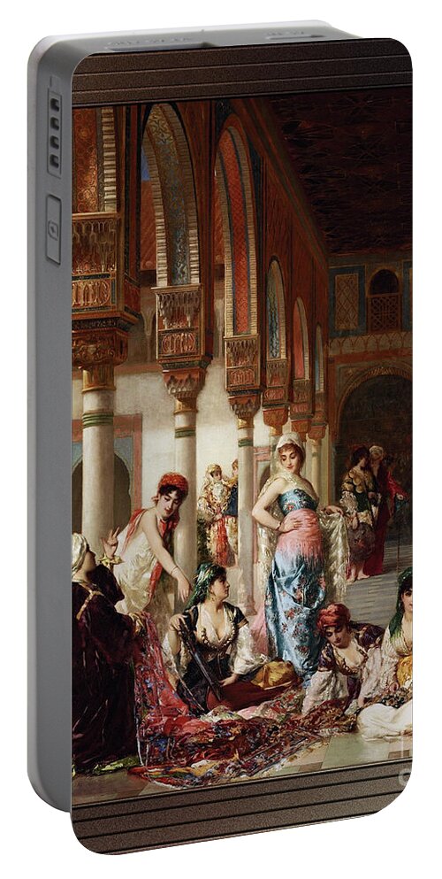 Silk Market Portable Battery Charger featuring the painting The Silk Market by Edouard Frederic Wilhelm Richter by Rolando Burbon