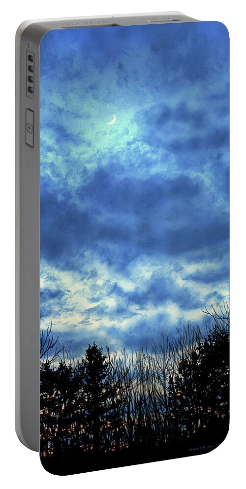 Landscape Portable Battery Charger featuring the painting The Silver Lining by Shana Rowe Jackson