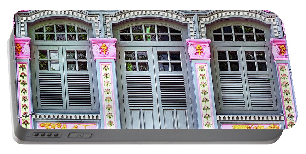 Singapore Portable Battery Charger featuring the photograph The Singapore Shophouse 19 by John Seaton Callahan